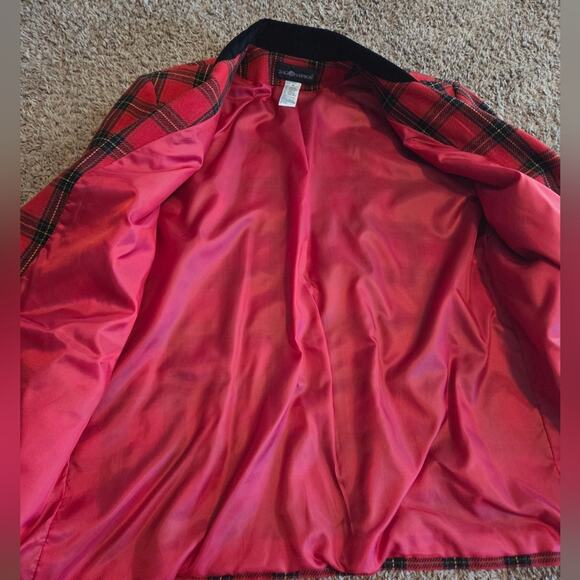 Vintage Plaid Wool Blend Single Button Blazer Sag harbor Red 16 - Picture 4 of 7